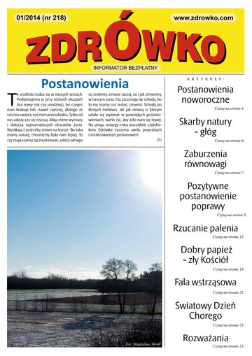 Okładka numeru 218, styczeń 2014